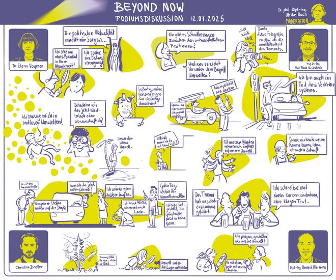 Das Ergebnis der Live-Zeichnung der Podiumsdiskussion, Illustration: Matthias Seifert das Ergebnis der Live-Zeichnung der Podiumsdiskussion