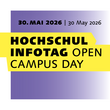 Grafik mit dem Schriftzug »Hochschulinformationstag / Open Campus Day« am 30. Mai 2026