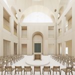 Prayer room Synagogue on Fraenkelufer Berlin (design author: Janis Kukral, Bauhaus-Universität Weimar)