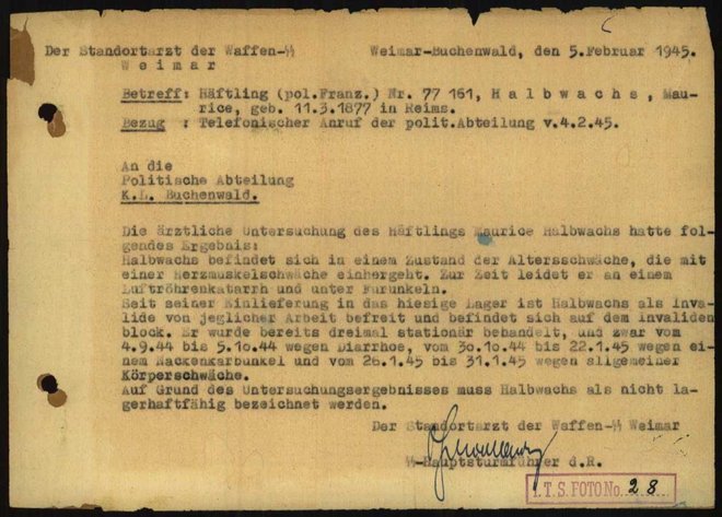 Schreiben vom »Standortarzt der Waffen« am 5. Februar 1945