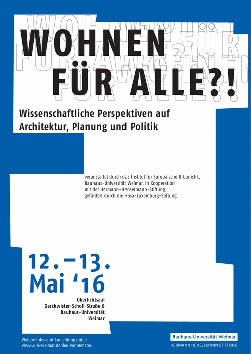 Bauhaus-Universität Weimar: »Wohnen Für Alle?!« – Konferenz Zur ...