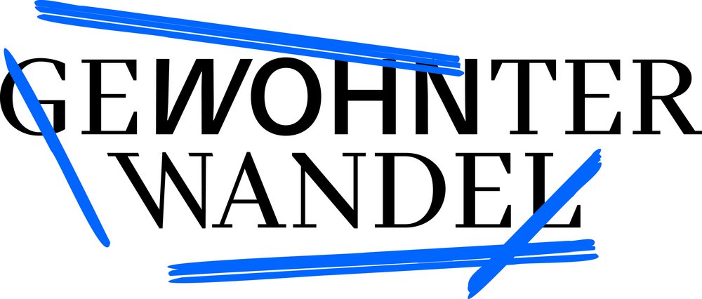 Die Worte "Gewohnter Wandel" bilden umrahmt von blauen Balken das Logo des Graduiertenkollegs