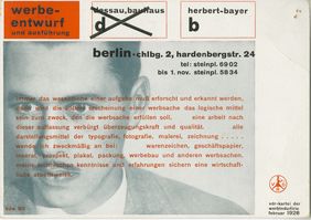 vdr-Postkarte, Werbeentwurf von Herbert Bayer. 1928. N/54/82.11; Bestand Hannes Meyer; © Archiv der Moderne vdr-Postkarte, Werbeentwurf von Herbert Bayer. 1928. N/54/82.11; Bestand Hannes Meyer; © Archiv der Moderne