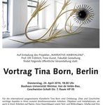 Plakat zum Vortrag von Tina Born (Berlin)