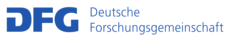 Das Schriftlogo zeigt blau auf weiß die Buchstaben »DFG« (links) sowie die Worte »Deutsche Forschungsgemeinschaft« (rechts).