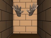 In der Wand eingeschlossene Hände